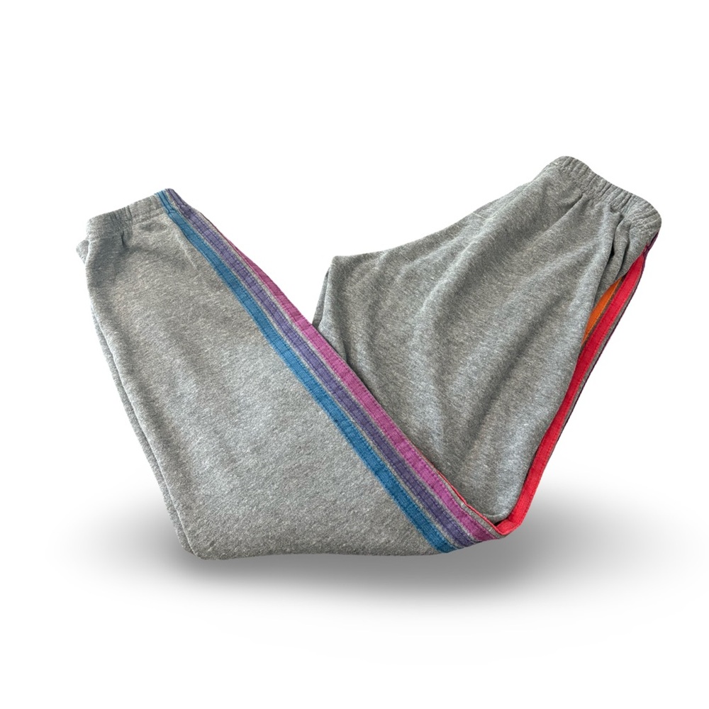 Aviator Nation 5 Stripe Sweatpants - HEATHER GREY size small